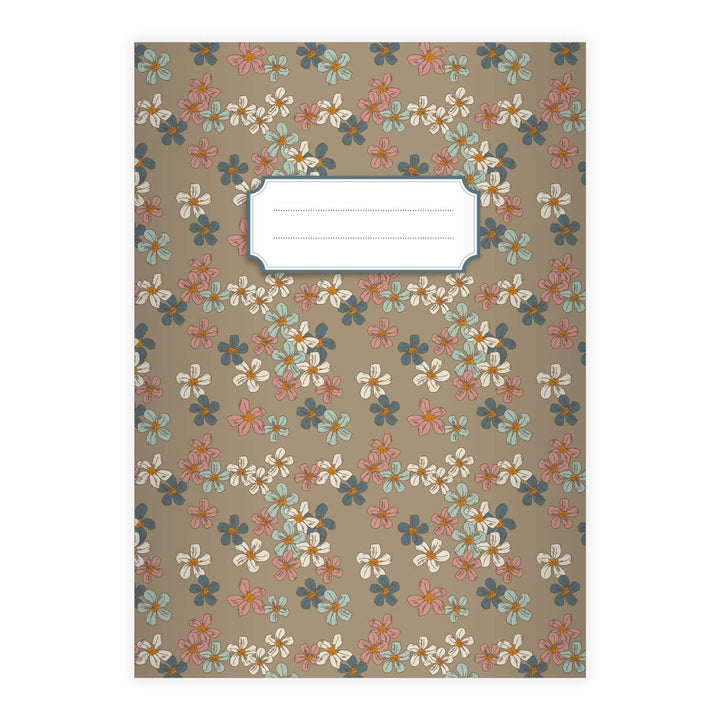 Kartenkaufrausch 16 Elegante Vintage DIN A4 Schulhefte, Rechenhefte mit klassischen Retro Streublume