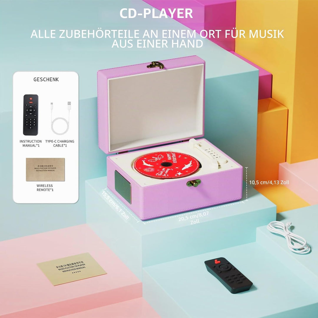Yintiny CD-Player aus Leder mit Lautsprechern für Heimdekoration