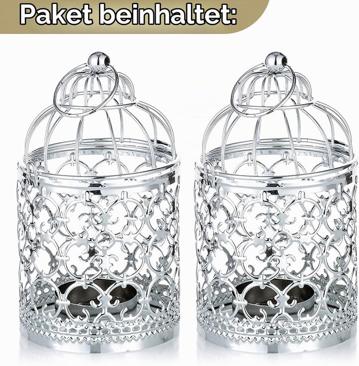 NUPTIO 2 Stück Dekorative Kerzenlaternen Vogelkäfig Metall Aushöhlen Dekorative Vogelkäfig Eisen Ker