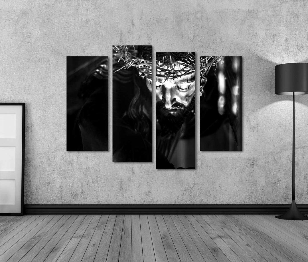 islandburner Bild auf Leinwand Jesus Christus Schwarz Weiss Bilder Wandbilder Poster Leinwand 130x80