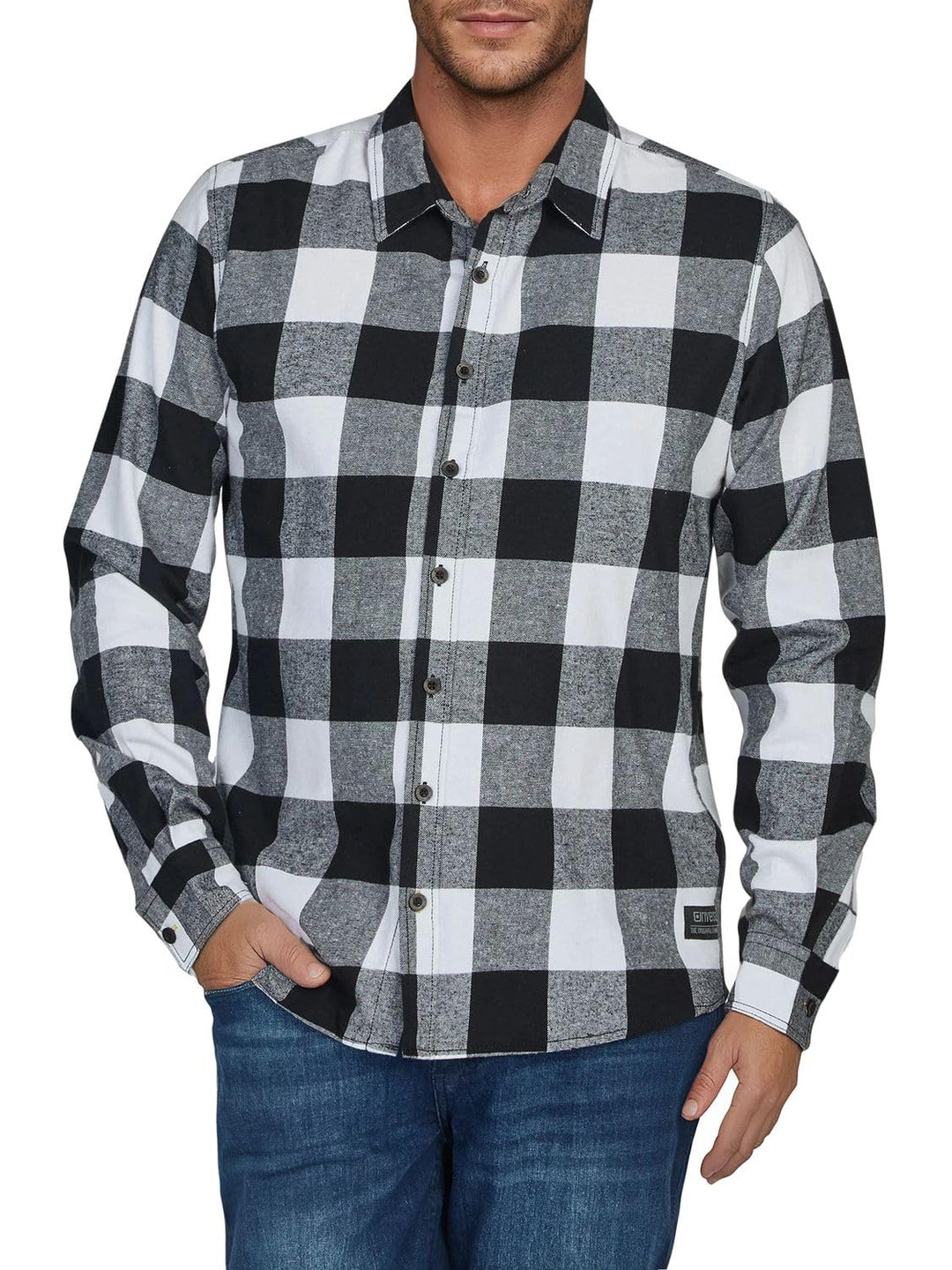riverso Flanellhemd Herren Langarm Kariert Regular Fit RIVArne Hemd Holzfällerhemd Karohemd 100% Bau