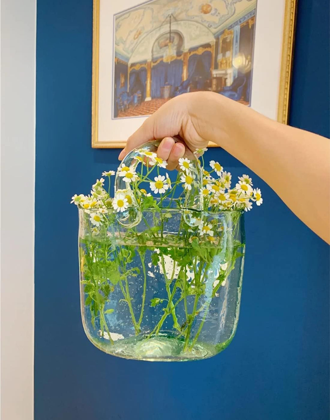 Candora Tasche Glasvasen für Dekor Kreative Bubble Handtasche Blumenvase Desktop Glaskorb Vase Mini