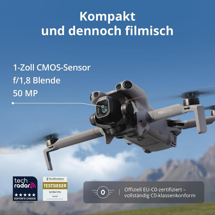 DJI Mini 5 Pro Fly More Combo mit DJI RC 2, C0-Zertifiziert, 4K-Drohne für Anfänger, Drohne mit Kame