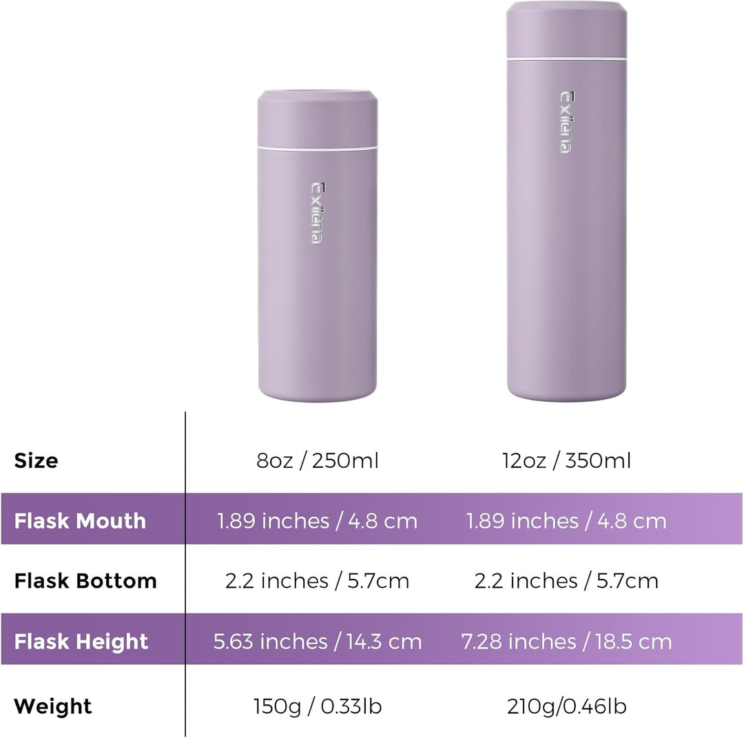 【Upgrade-Version】Exllena Mini Thermosflasche 350ml mit Edelstahl-Deckel, Trinkflasche Klein Doppelwa