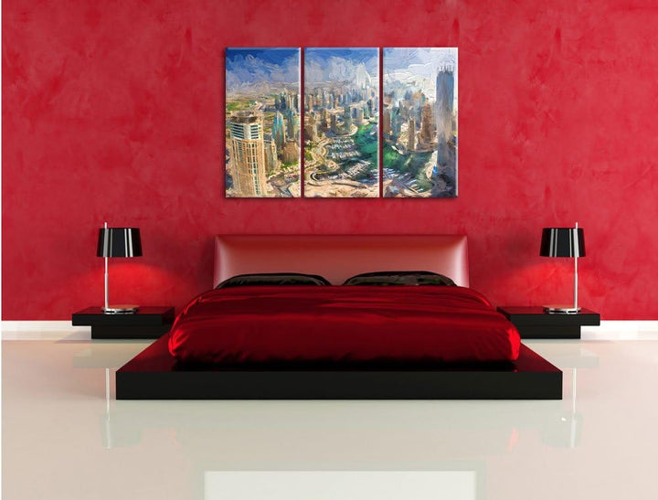 Pixxprint Dubai Hotel Burj al Arab als Leinwandbild/Grösse: 3 Teilig (120x80 cm) cm/Wandbild/Kunstdr