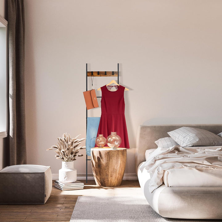 Relaxdays Handtuchleiter, 4 Sprossen & Haken, HxB: 160,5 x 44 cm, Metall, Industrial Wäscheleiter, B