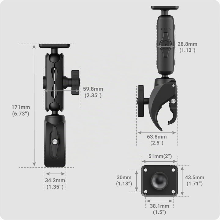 TUSITA Motorrad ATV/UTV Halterung Kompatibel mit Garmin Montana, Zumo XT - Klauenklemme Basis, Mittl