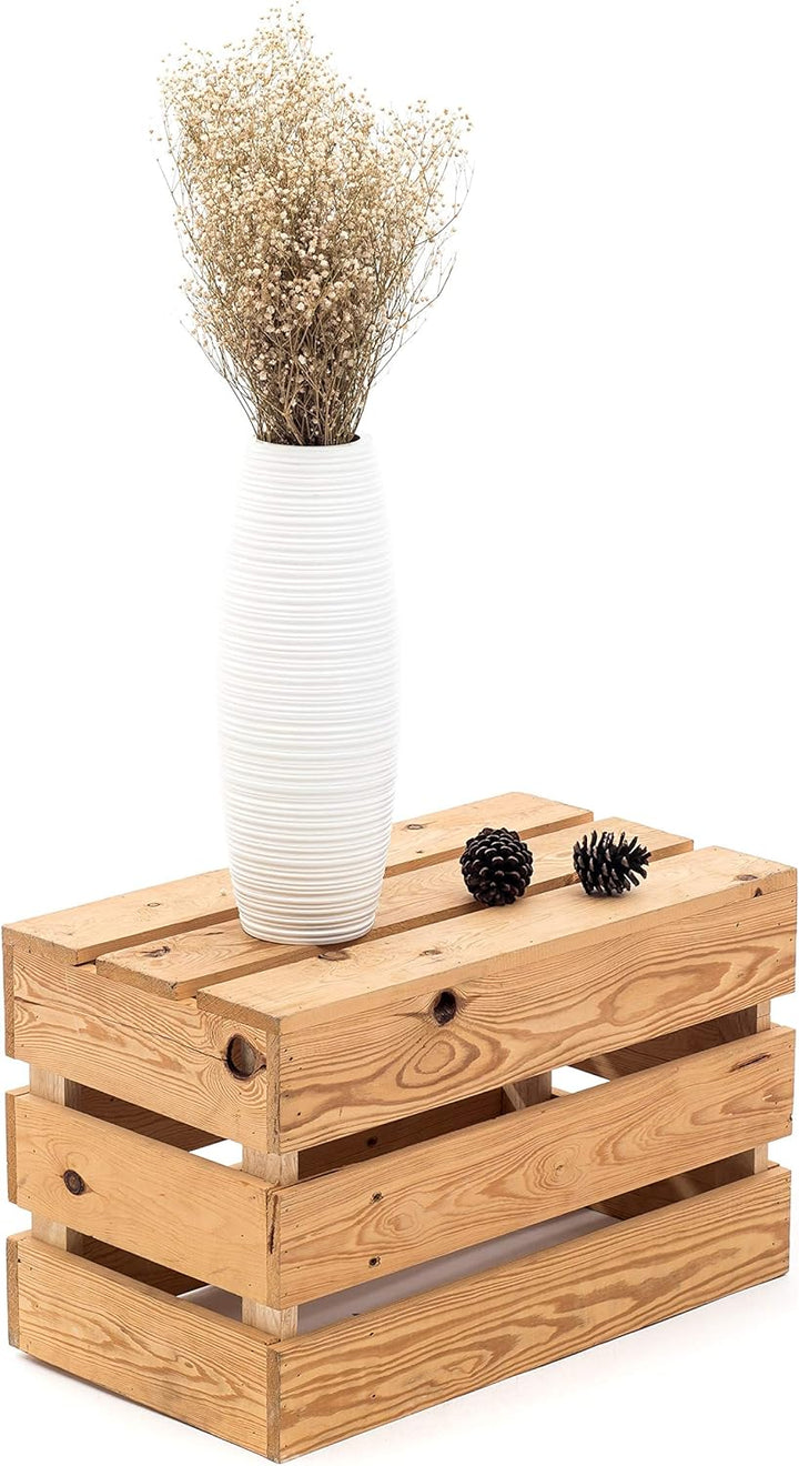 Leewadee Kleine Bodenvase für Dekozweige hohe Standvase Design Holzvase, Holz, 36 cm, Weiss, Weiss