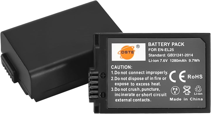 DSTE EN-EL25 EN-EL25a Ersatzakku (2 Pack) und Smart LED Dual USB-Ladegerät Kompatibel mit Nikon Z50