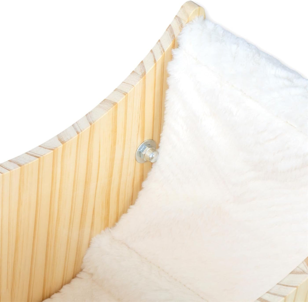 VOSS.PET Kuschelliege „Indra“ für Katzen aus Holz und Plüschstoff, zur Wandmontage