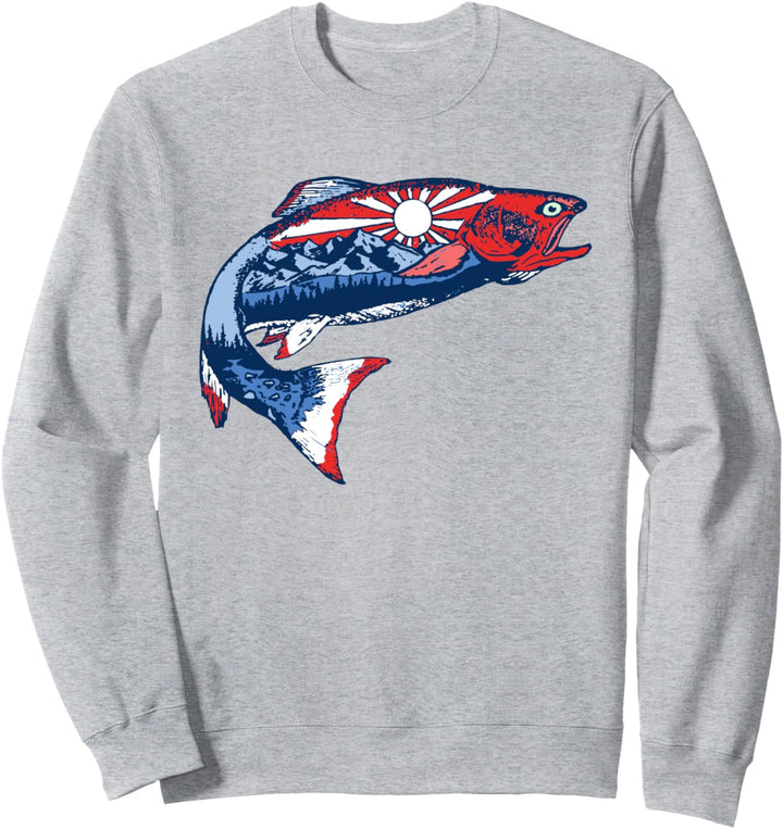 Trout Outdoor Illustration Series - Red White & Blue USA Sweatshirt