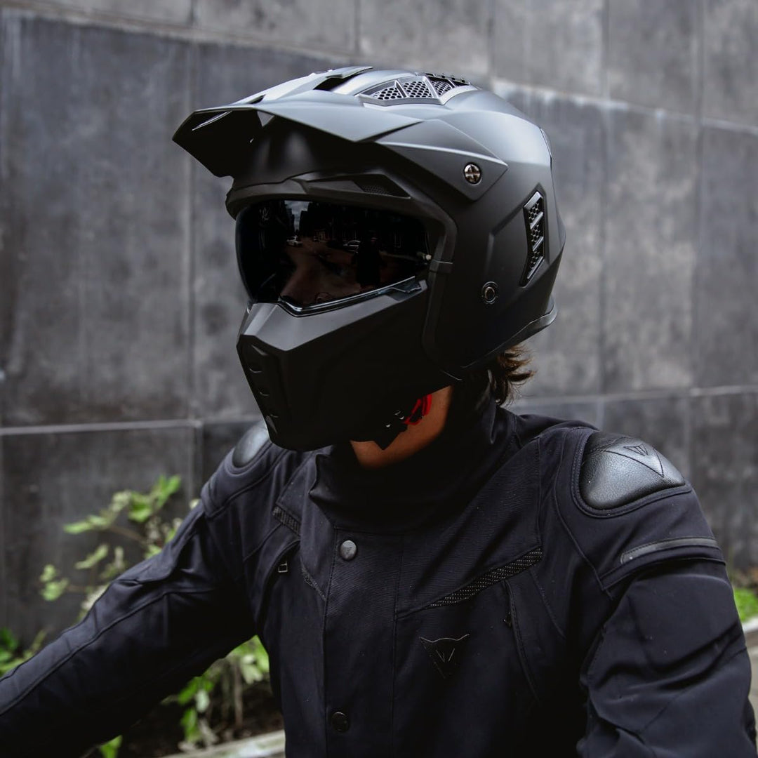VINZ Kioto Jethelm / Streetfighter Helm | ECE 22.06 zugelassen | Rollerhelm mit Sonnenvisier / Sonne