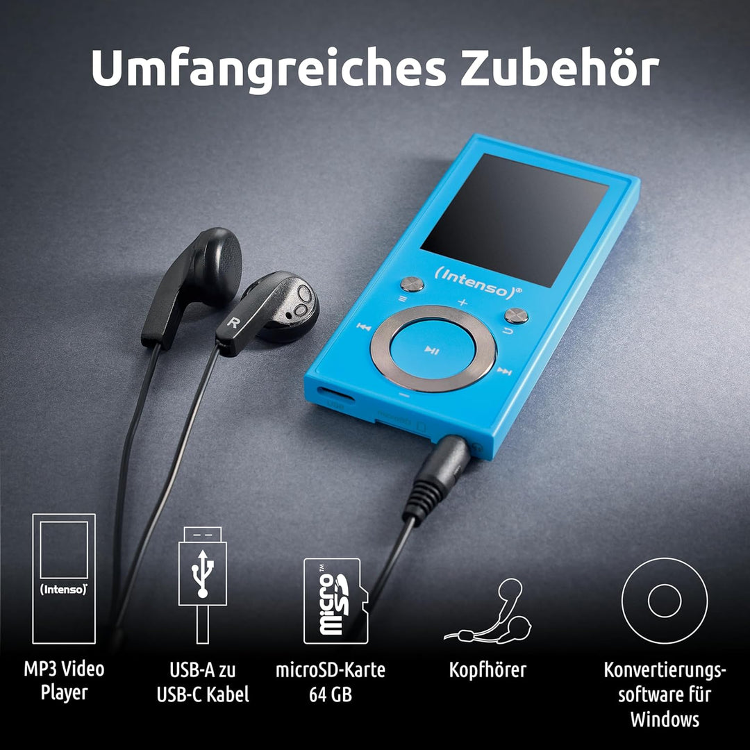 Intenso MP3 Player Video Scooter 1,8 Zoll Bluetooth blau blau 16GB Single, blau 16GB Single