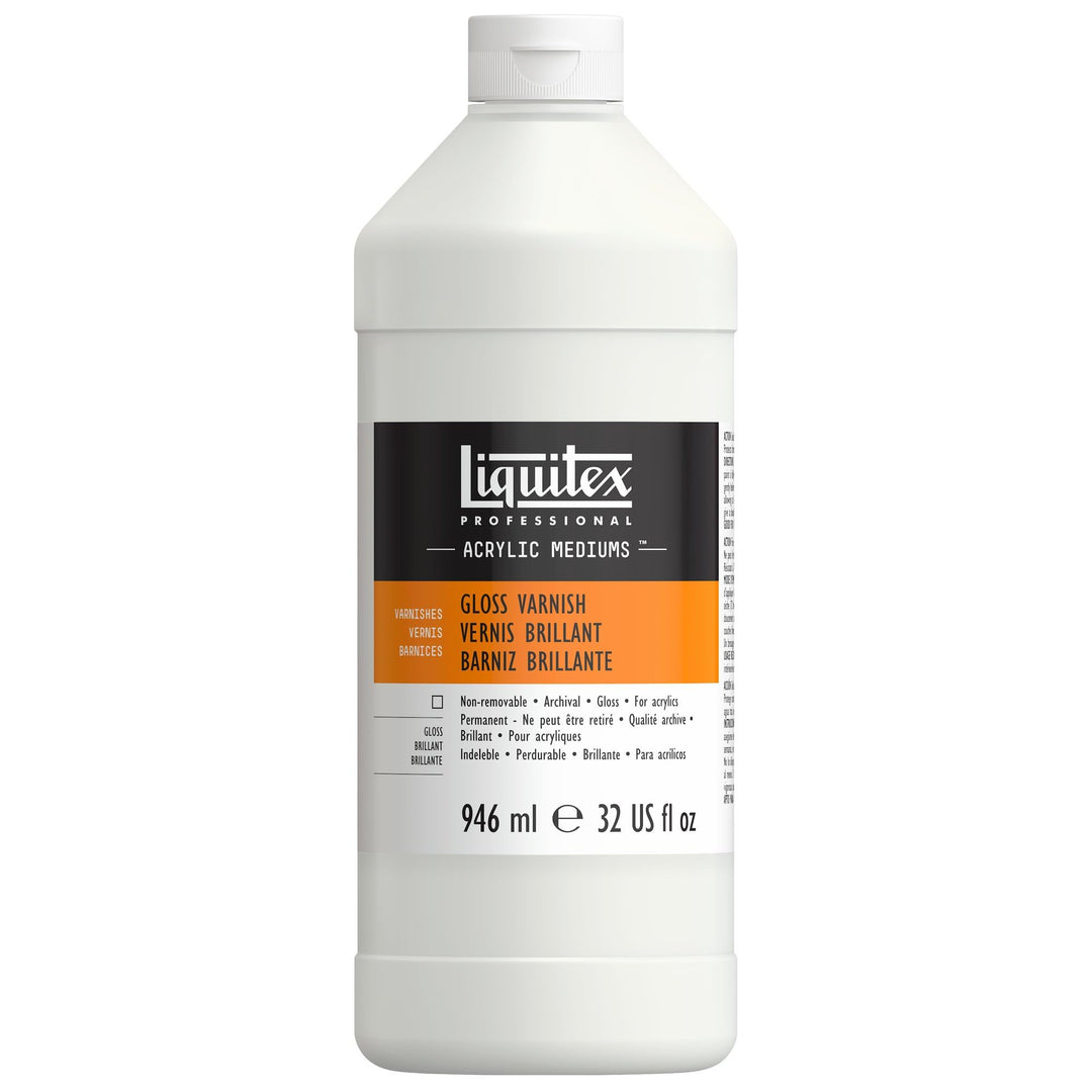 Liquitex 6232 Glanz Firniss, Fixativ für Acrylfarben, glänzender Oberflächenschutz, 946 ml Flasche G