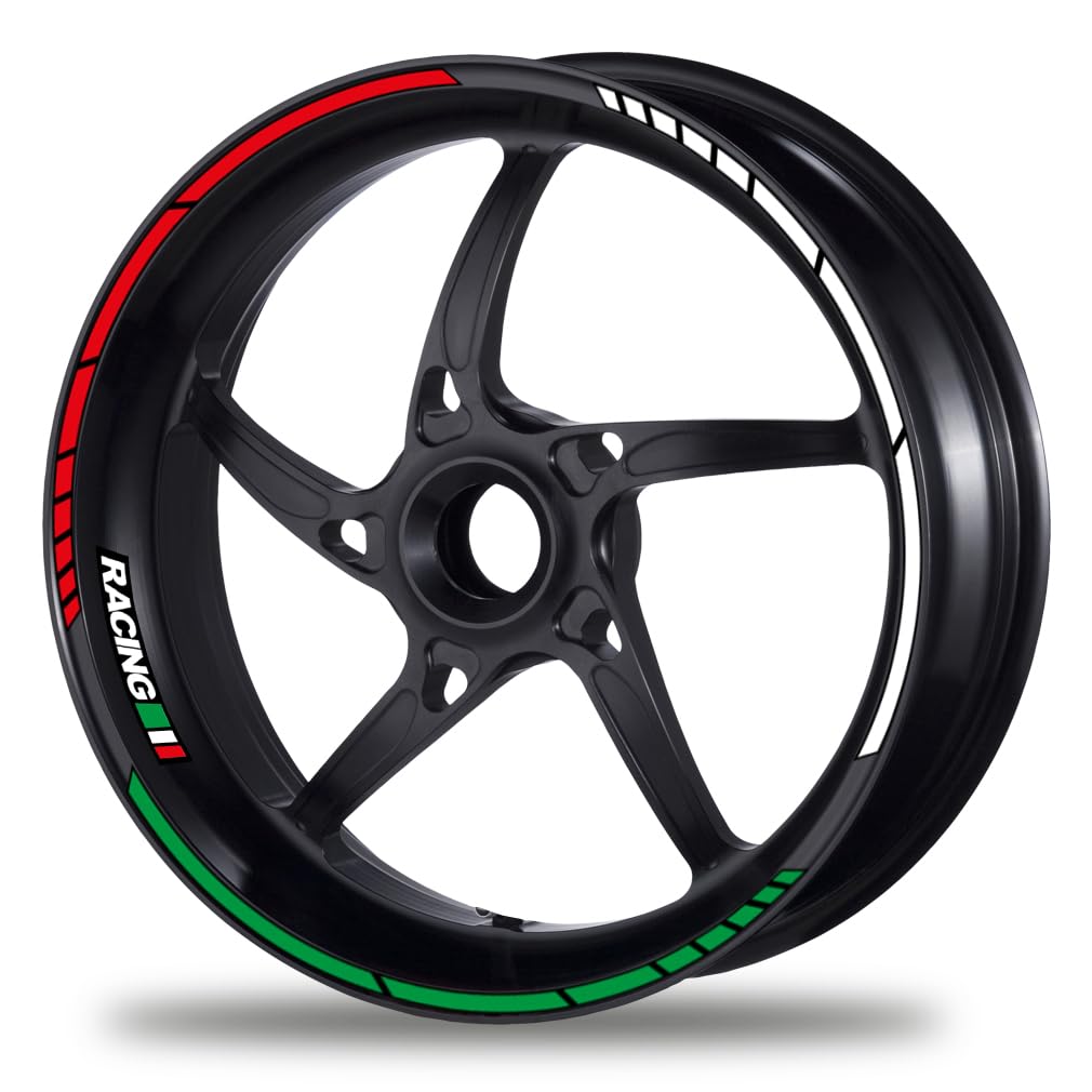 PROFILETEC.COM FELGENRANDAUFKLEBER GP Tricolore Style Felgenaufkleber Italia Italien Italy (Motiv 2)