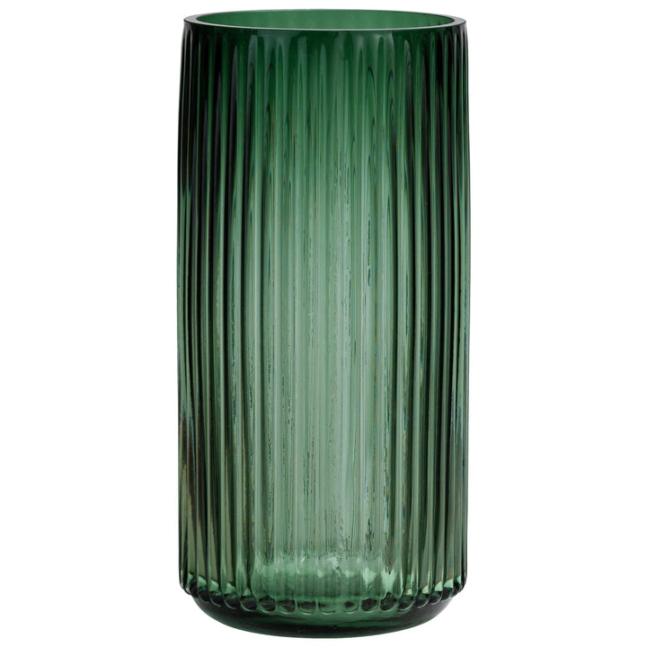 TIMEFOTO Blumenvase, 24.6 cm, grün, verdickt, handblasbare Glasvase, runde Vintage-gestreifte Flasch