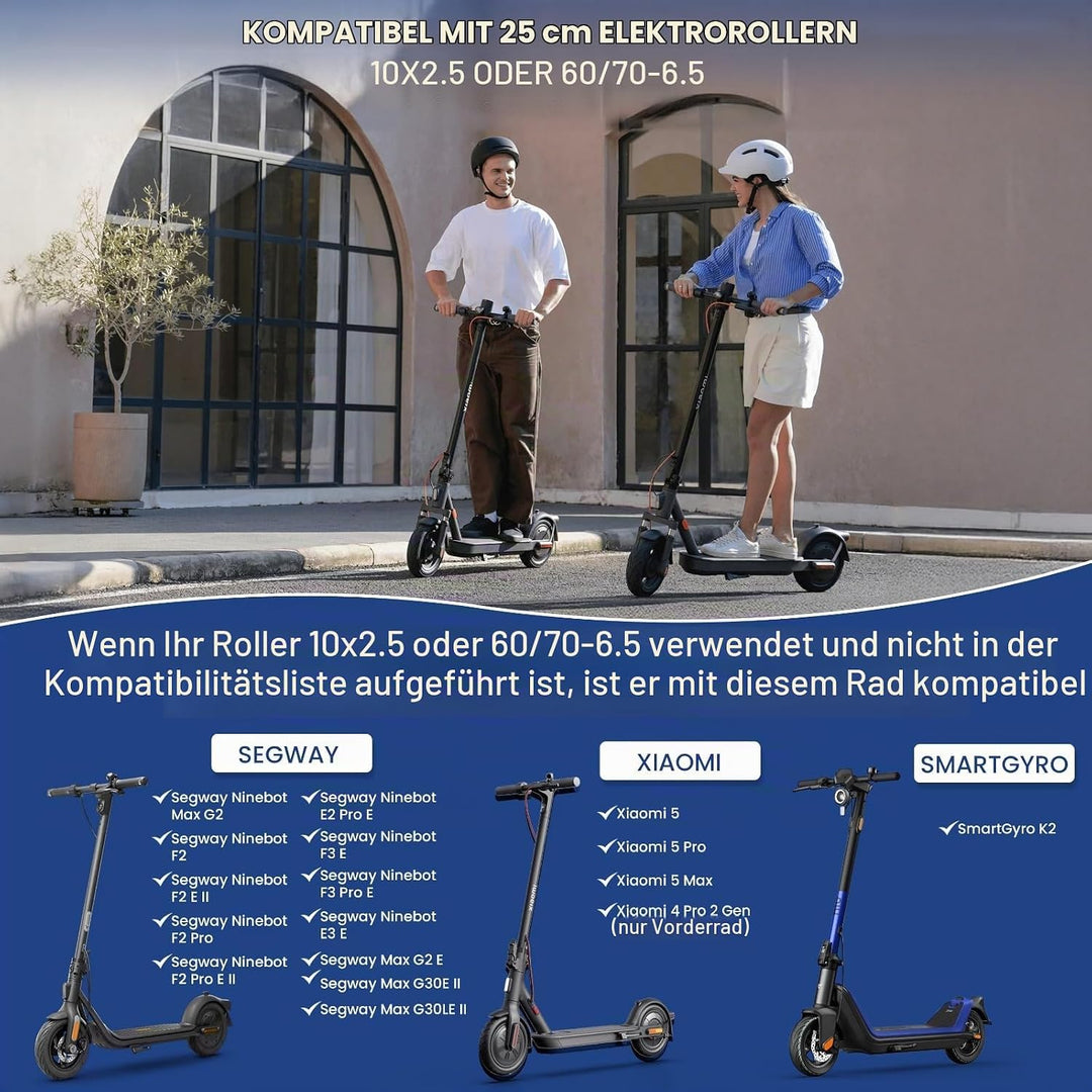 ANSENI 2 Vollreifen 10X2,5 Ersatzreifen,10 zoll e-scooter reifen für Segway Ninebot G30 Max,G30 /G30