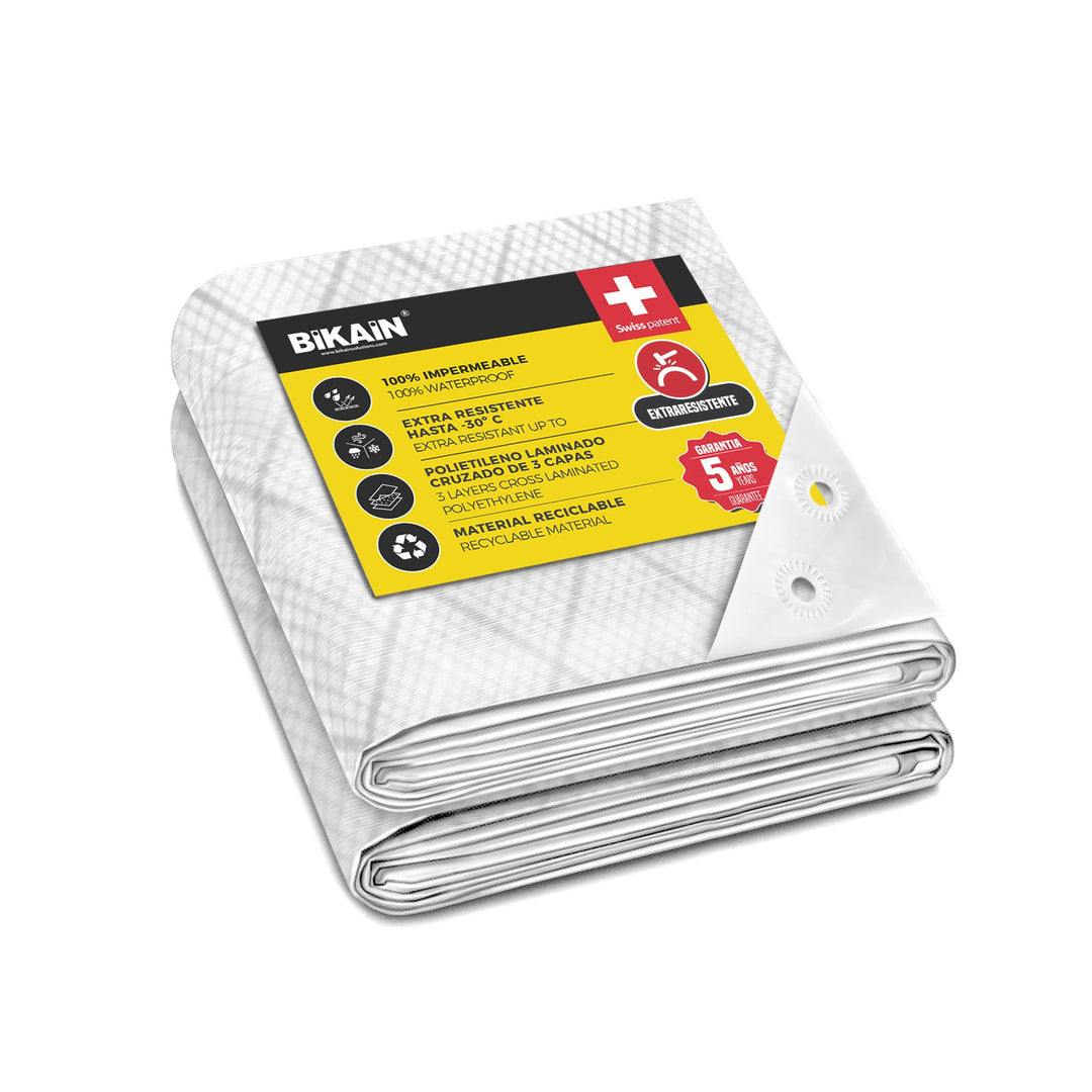 Lona universal impermeable extra resistente de 3x4m blanca.