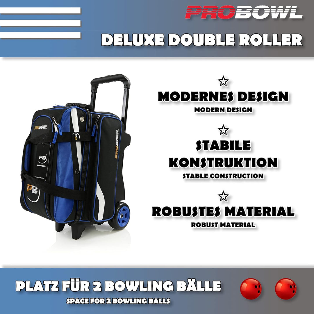 EMAX | Bowling Ball Tasche - Pro Bowl Deluxe Double Roller | Roller für 2 Bowlingbälle | Zwei-Ball-R