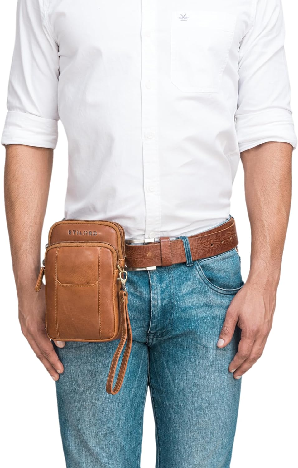 STILORD 'Tertius' Herren Umhängetasche Leder mit 3-in-1 System Männerhandtasche Handytasche zum Umhä