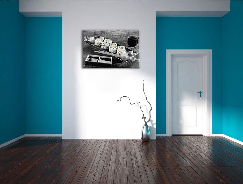 köstliche Inside Out Sushi Rollen schwarz/weiss Format: 100x70 auf Leinwand, XXL riesige Bilder fert