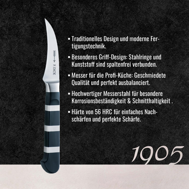 F. DICK Tourniermesser, 1905 (Messer mit Klinge 7 cm, X50CrMoV15 Stahl, nichtrostend, 56° HRC) 81946