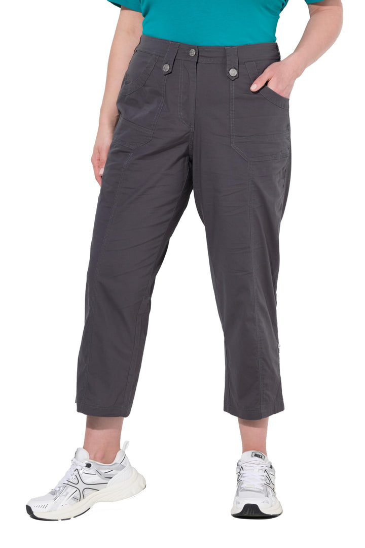 Ulla Popken Damen grosse Grössen Cargohose mit Krempelbein Hose 36W / 32L Graphitgrau, 36W / 32L Gra