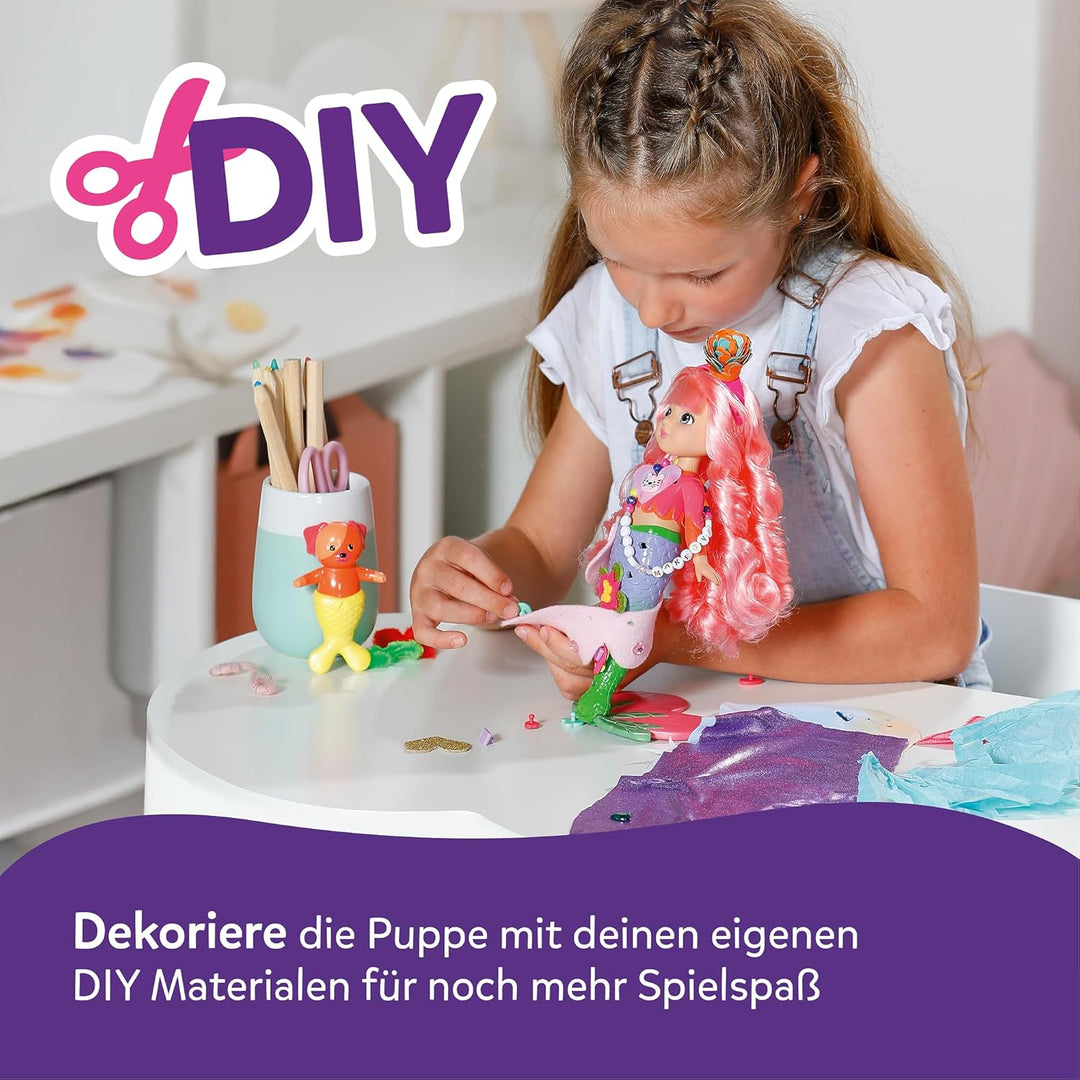 Baby Born Glam Up Sunshine, Meerjungfrau mit Langen rosa Haaren Haaren mit UV-Farbeffekt, zum Stylen
