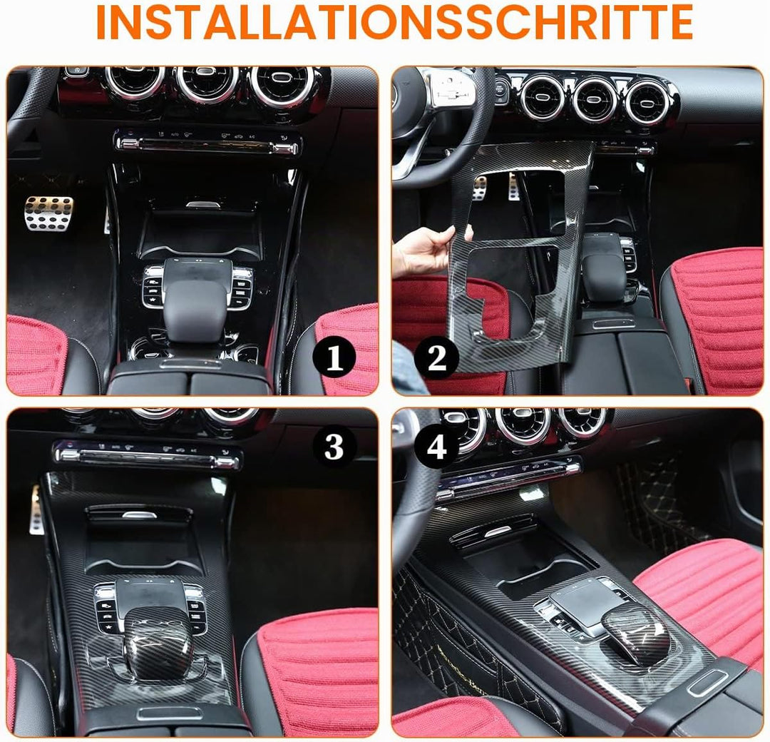 DIYUCAR Kohlefaser-Stil ABS Auto Mittelkonsole Schutz Rahmen Verkleidung für Benz A Klasse W177 2019