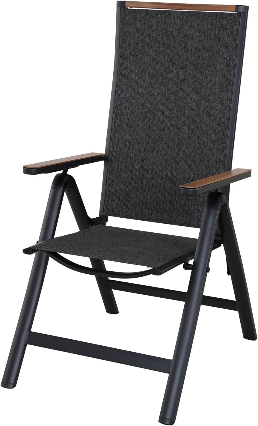 Grand patio Gartenstuhl aus Aluminium, Essstühle aus Armlehnen, Klappsessel, Textilene Wetterfest, 6