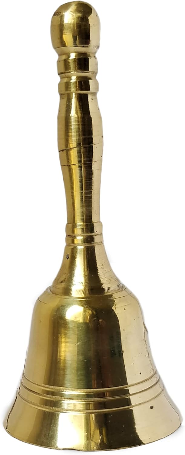 GURU JEE Glocke Pooja aus Messing – kleines Ghanti für Puja – Handglocke mit Musik – für Mandir Temp