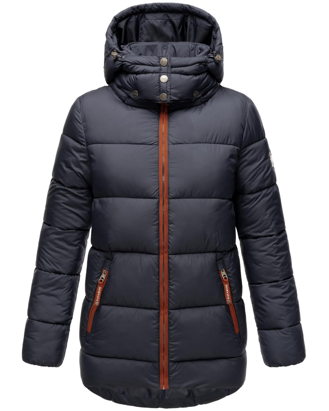 Navahoo Damen Kurze Winterjacke Steppjacke warm mit Abnehmbarer Kapuze aus recycelten Materialien Wa