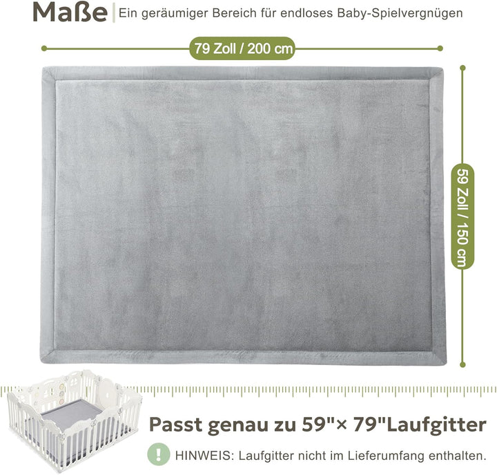 Mallify Spielmatte Baby 150x200x3,3cm – Krabbelmatte mit hochwertigem Memory-Schaum & Rutschfester U