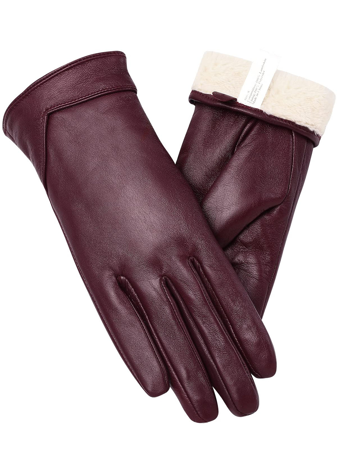 vislivin Touchscreen Handschuhe Damen Winter Lederhandschuhe Warme Leder SMS Handschuhe Weinrot M, W