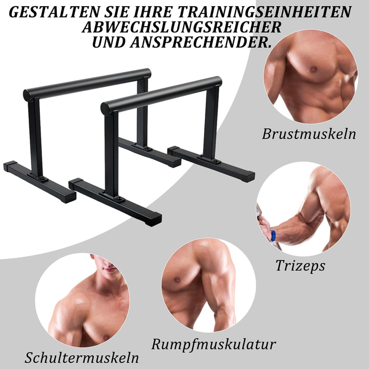 Parallettes mit Holzgriffen, Rutschfeste Handstand Griffe/Dip Bar für Calisthenics, Krafttraining &