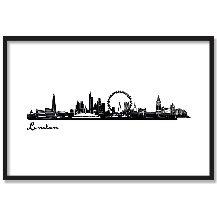 JUNIWORDS Poster mit/ohne Holzrahmen, Wähle ein Motiv, Skyline London, Wähle eine Grösse, 21 x 30 cm