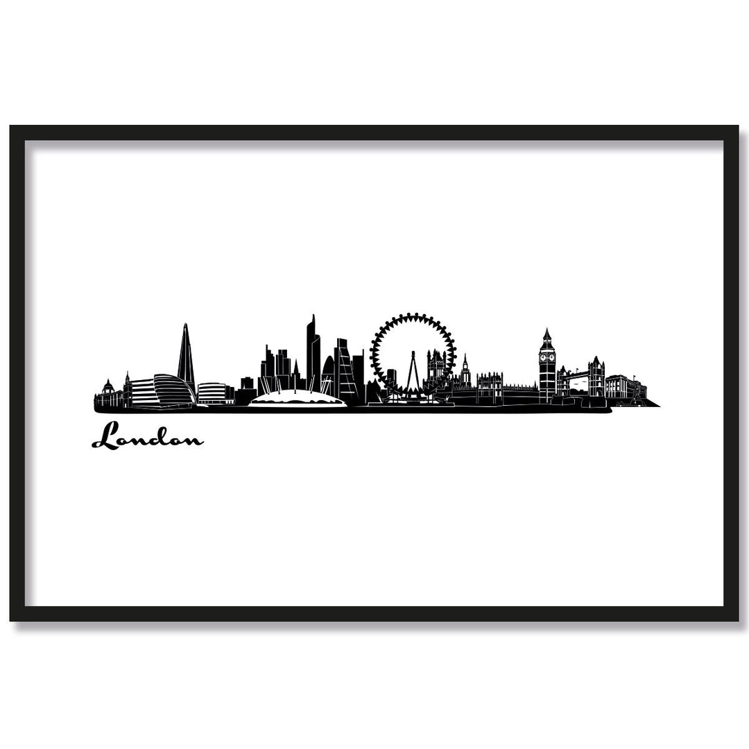 JUNIWORDS Poster mit/ohne Holzrahmen, Wähle ein Motiv, Skyline London, Wähle eine Grösse, 21 x 30 cm