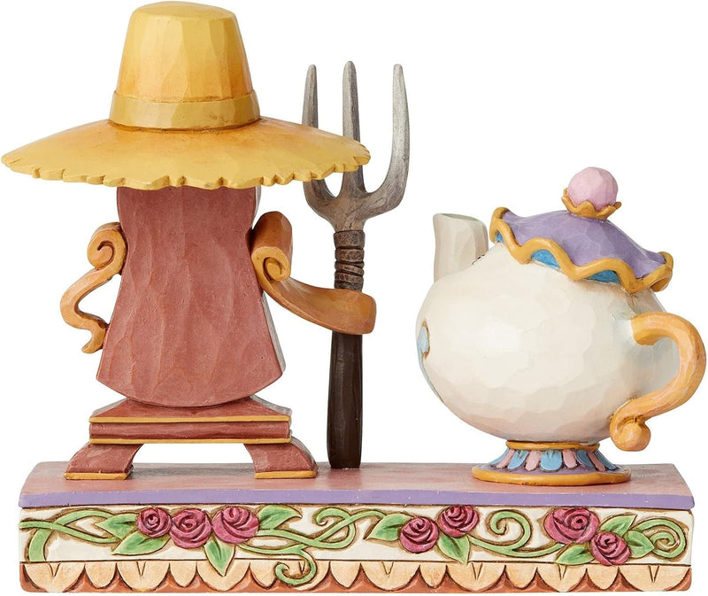 Disney 6002813 Traditions Cogsworth and Mrs Potts Figurine, Cogsworth and Mrs Potts