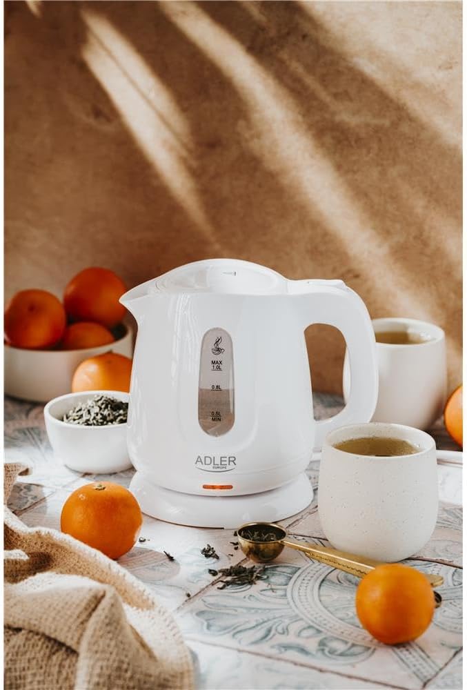 ADLER-Reisekessel 0,6 l, kompaktes Design, 600 W Leistung, weiss
