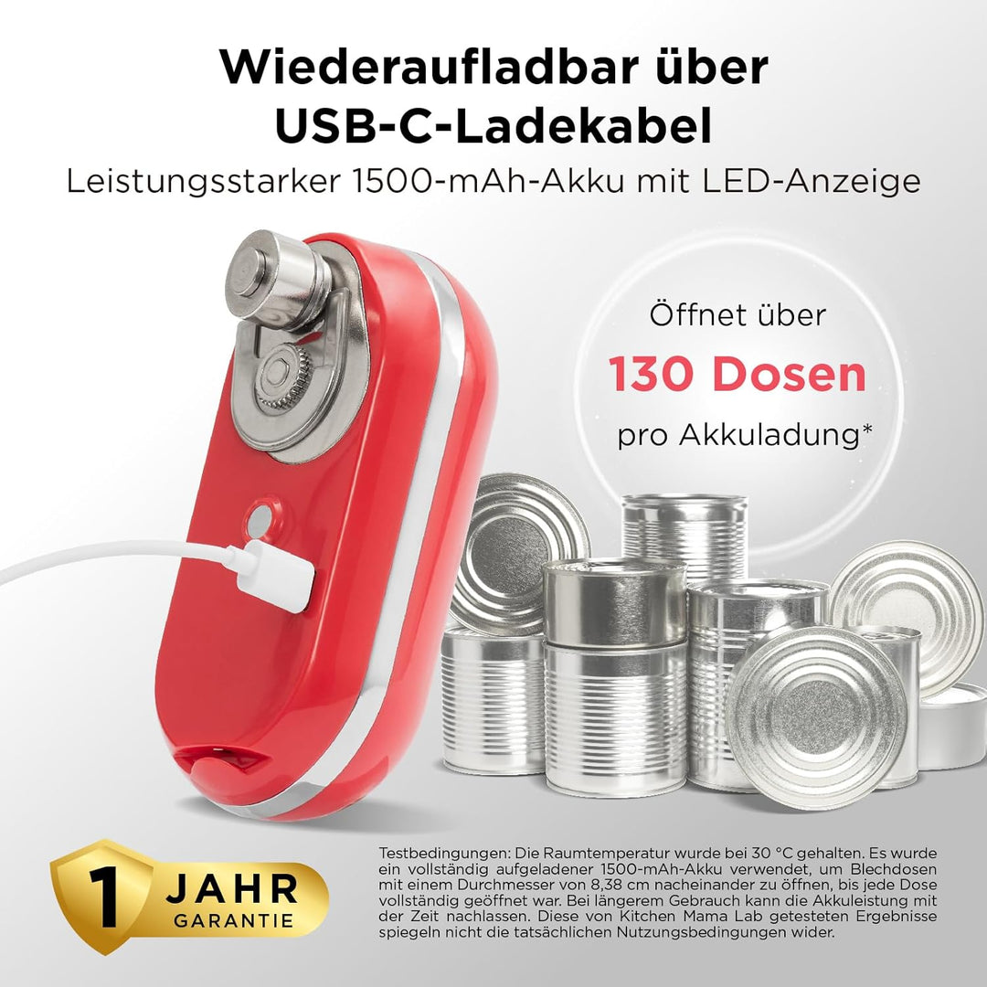 Kitchen Mama Mini Plus Wiederaufladbarer elektrischer Dosenöffner: Kompakt, Aufladen über Typ-C Lade
