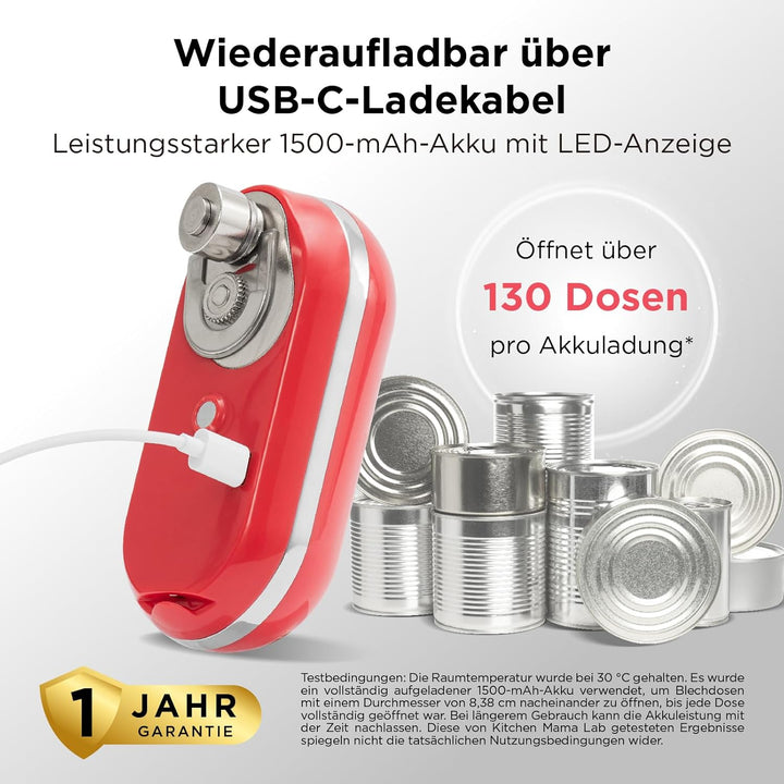 Kitchen Mama Mini Plus Wiederaufladbarer elektrischer Dosenöffner: Kompakt, Aufladen über Typ-C Lade