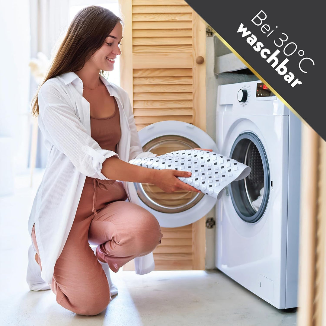 BAMONDO Duschmatte rutschfest & Hautsensitiv (weiss) 53x53 cm - Antirutschmatte Dusche maschinenwasc