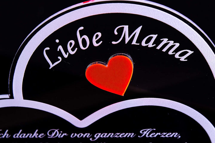 Acryl Schild in Doppelherz Form Liebe Mama, Perfekt zu Muttertag oder Weihnachten, mit Lasergravur,