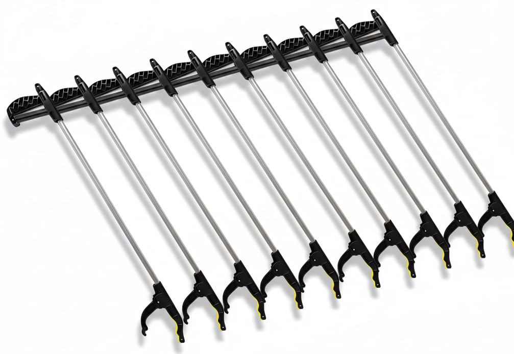ANGEL 10er Set Greifzange 76 cm – Aluminium Müllgreifer mit Magnetspitze, Ergonomischer Handgriff, M