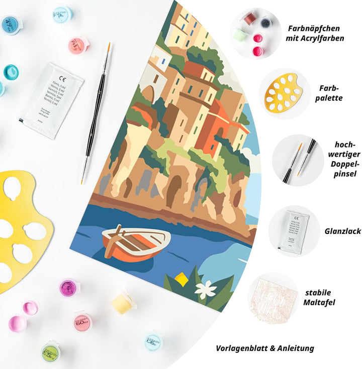 Ravensburger CreArt 25893 - Capri - Malen nach Zahlen Erwachsene, DIY Malset mit Pinsel und Acrylfar