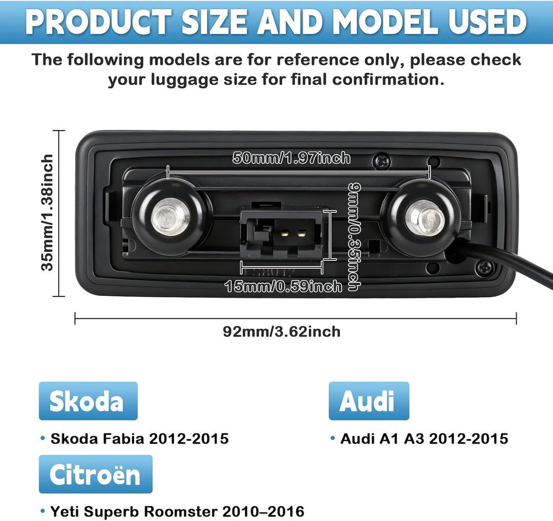 HD 1080P Auto Rückfahrkamera Ersatz für Skoda Fabia Audi A1 A3 2012-2015 Yeti Superb Roomster 2010-2