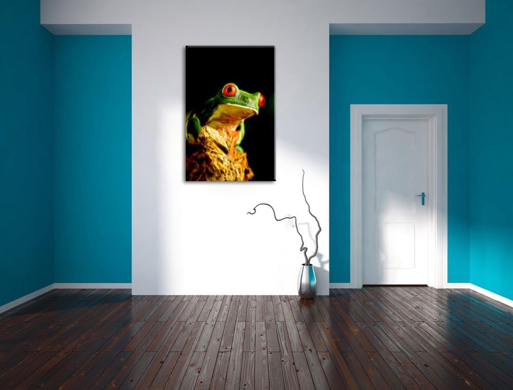 Dark Eulen Kauz Orange Augen Deluxe Format: 100x70 cm auf Leinwand, XXL riesige Bilder fertig gerahm