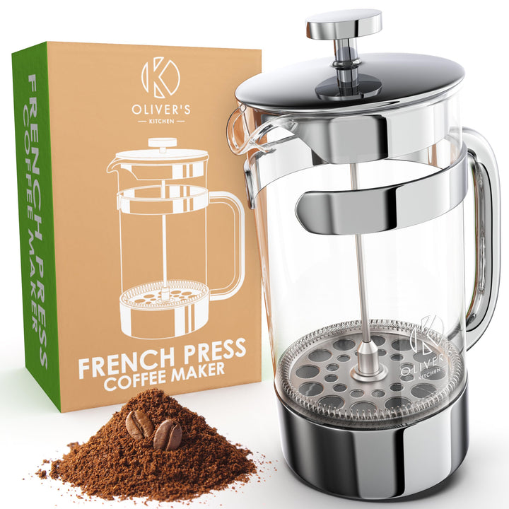 Oliver's Kitchen® French Press 1 liter - Eleganter Kaffeebereiter aus Glas - Kaffee Maschine für aut