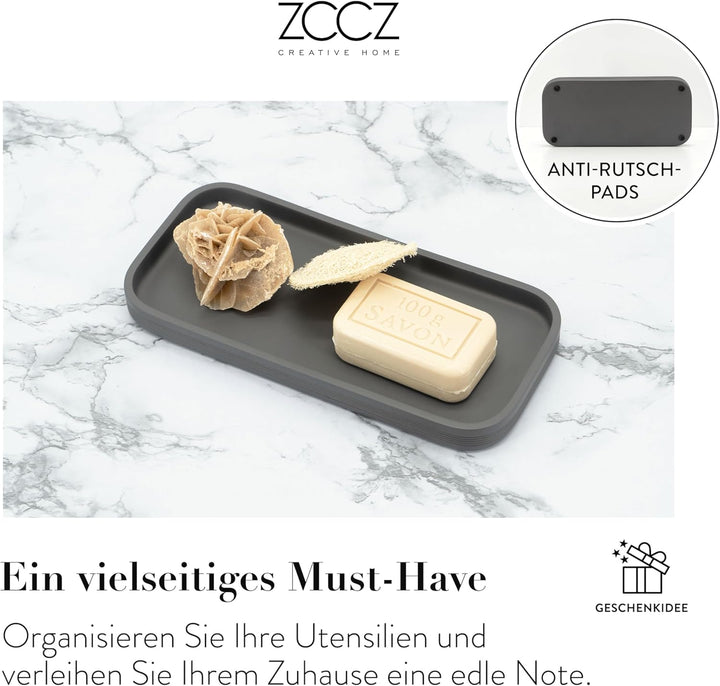 zccz - graues Badezimmer-Zubehör-Set 6-teilig - Badezimmer-Organizer mit Zahnbürstenhalter, Lotionse