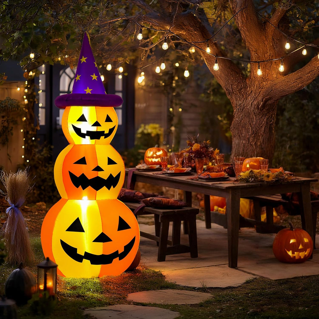 Solpex Halloween Dekoration Aufblasbare Kürbisdekoration, 150m/5FT, gestapelte Kürbisse mit LED-Bele